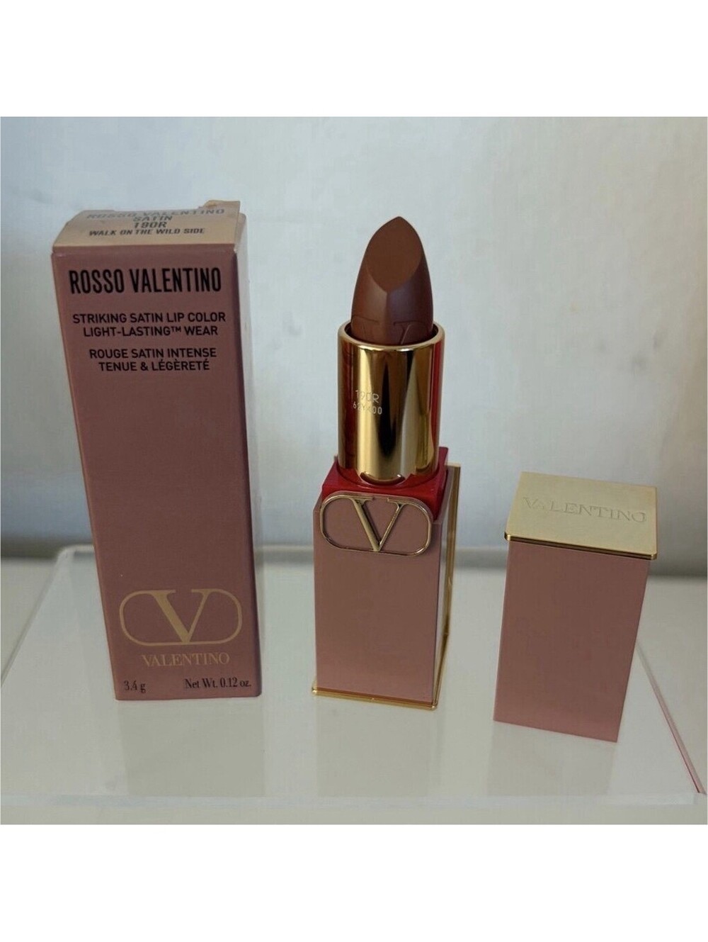 Valentino Rosso Satin Lipstick 190R Walk on the Wild Side 3.4g NEW w/ Box